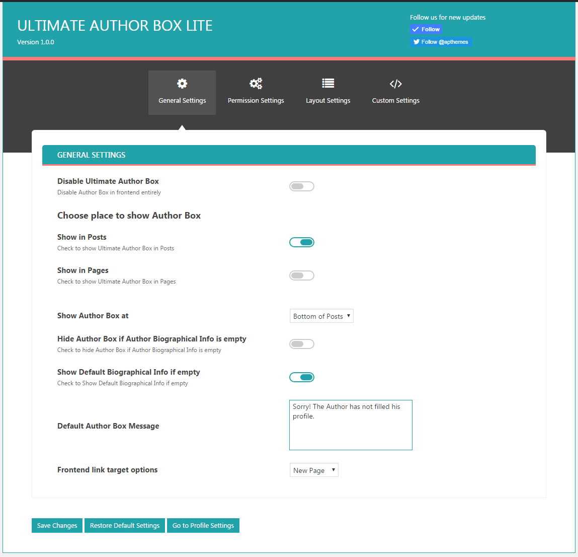 Custom Profile Settings