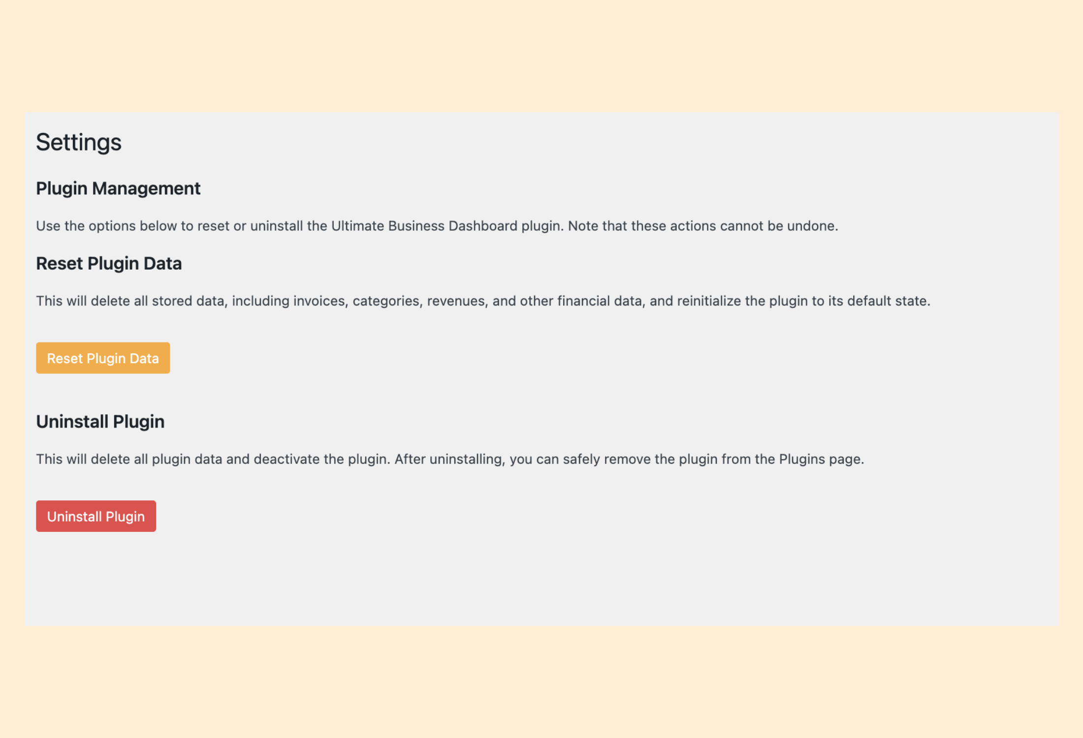 **Settings Management** (screenshot-9.png): Configure plugin options and control data retention during uninstallation.
