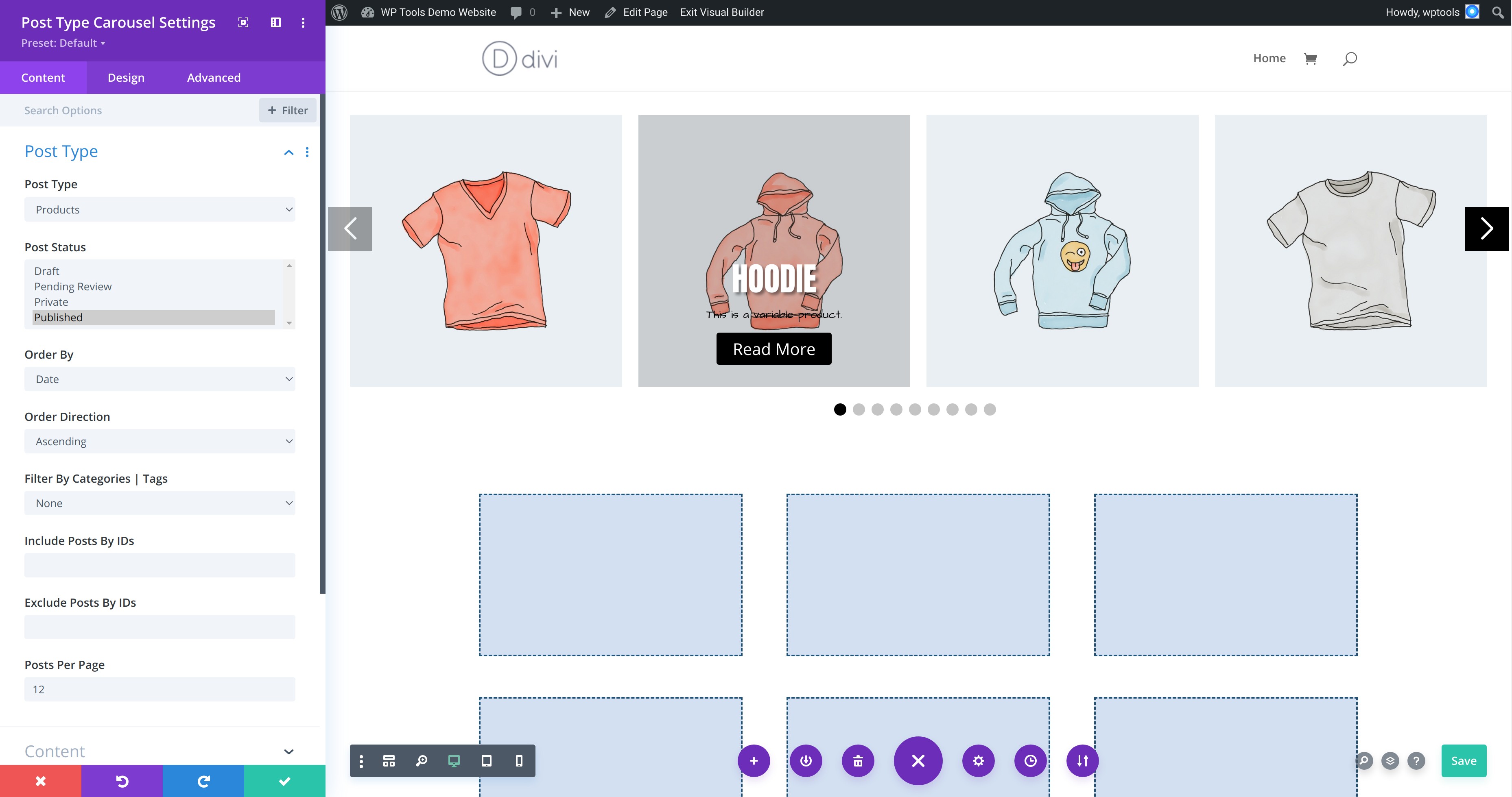 "Post Type Carousel" Divi Module On Visual Builder