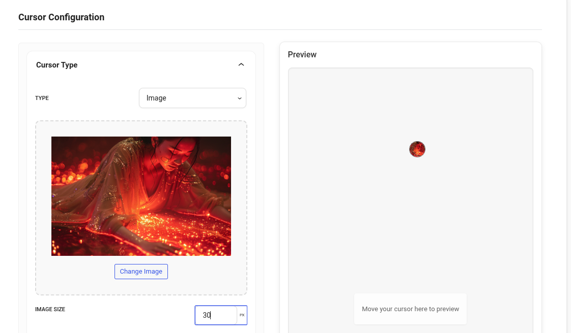 **Multiple Cursors Configurations** - Apply different cursor styles to different parts of your website.
