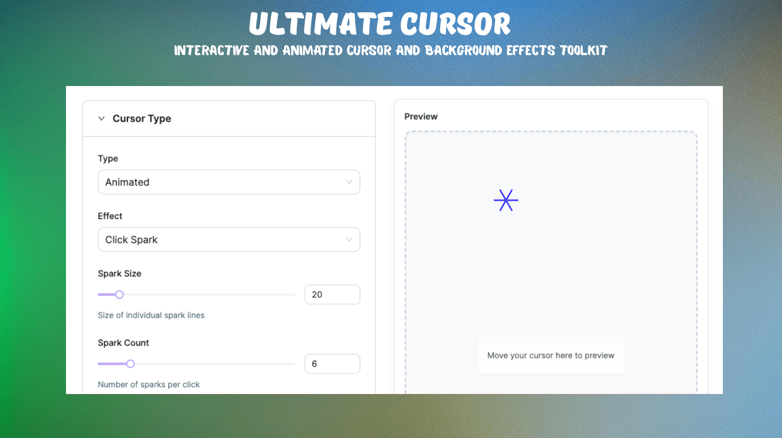 **Trail Cursor Preview** ✨ – Create elegant trailing effects that follow cursor movement.