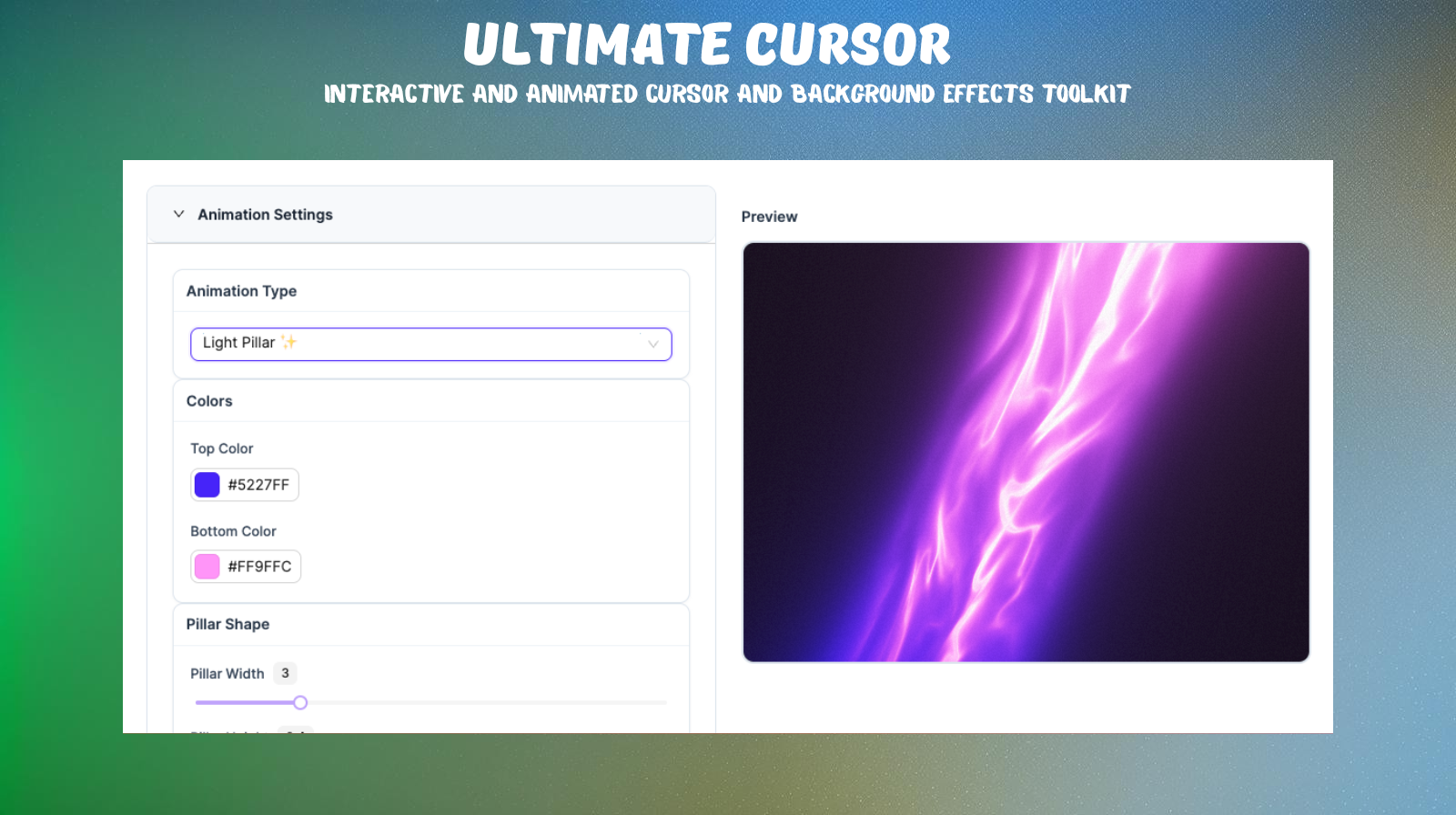 **Character Cursor Preview** 🔤 – Use custom characters that follow your cursor for unique visual effects.