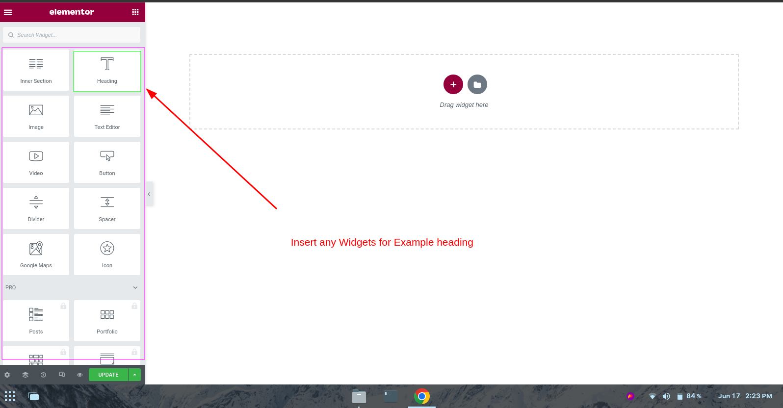 **Insert Any Widget (e.g., Heading Widget)** ✨ – Apply unique cursor effects to any widget for dynamic animations.