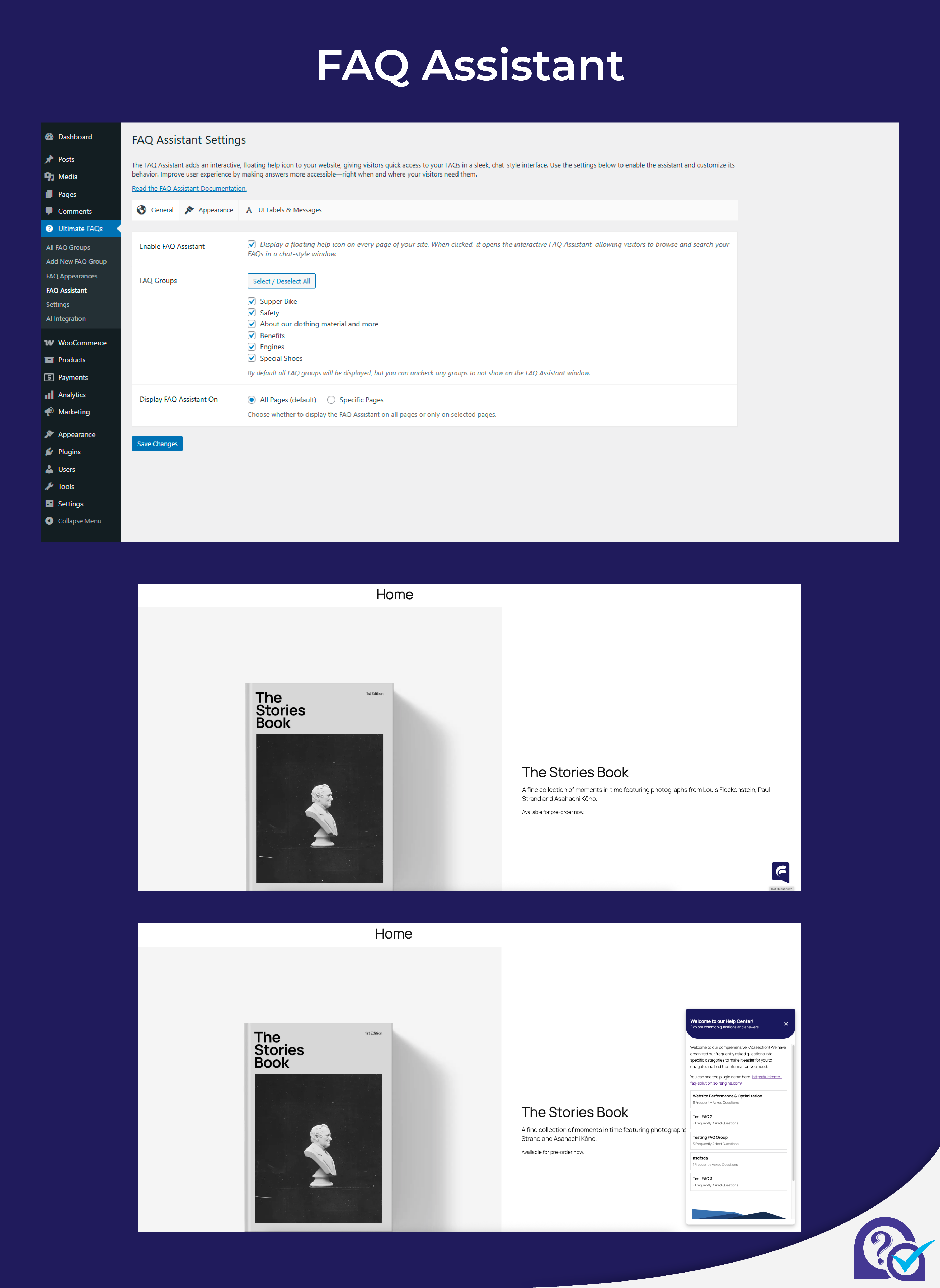 Assigning a custom appearance to a specific FAQ group for tailored styling.