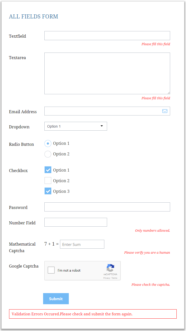 Frontend Form Template 3