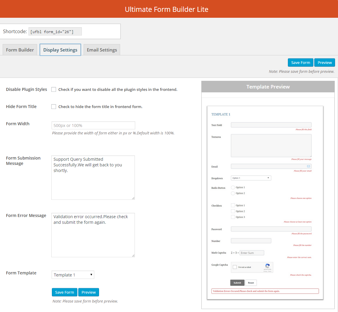 Backend Email Settings