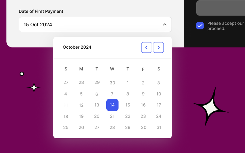 Selecting the date of initial payment