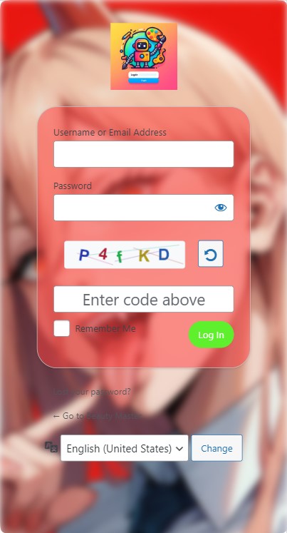 Mobile view of customized login