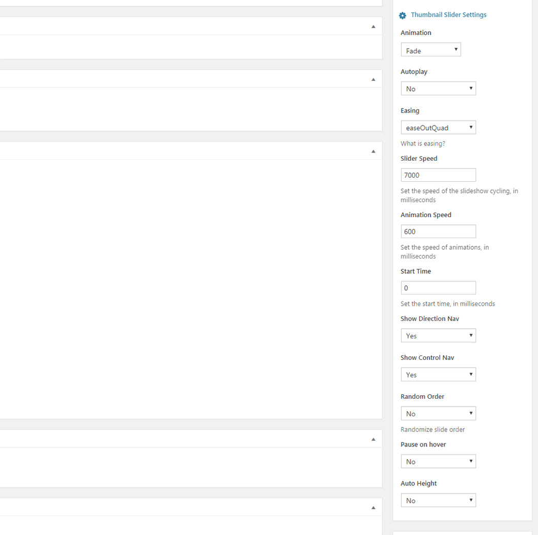 Advanced slider settings