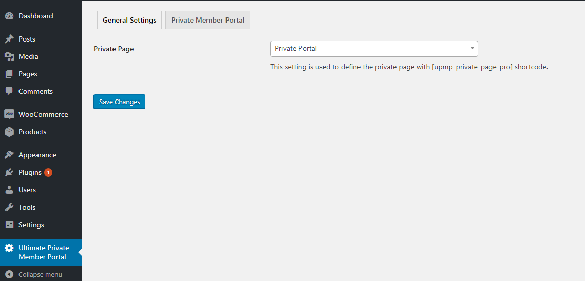 **Private Member Portal Settings**