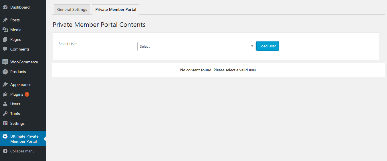 **Private Member Portal Main Page**