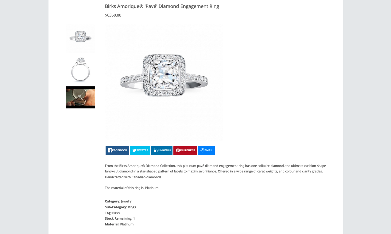 Product edit page