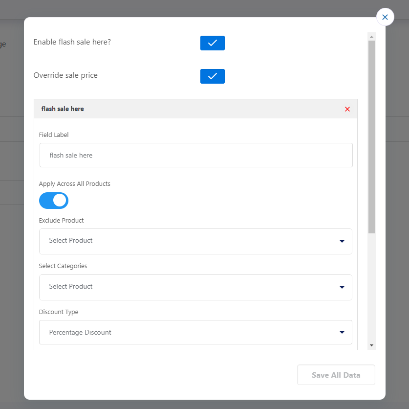**Product extra fields addon screenshot-1:**
