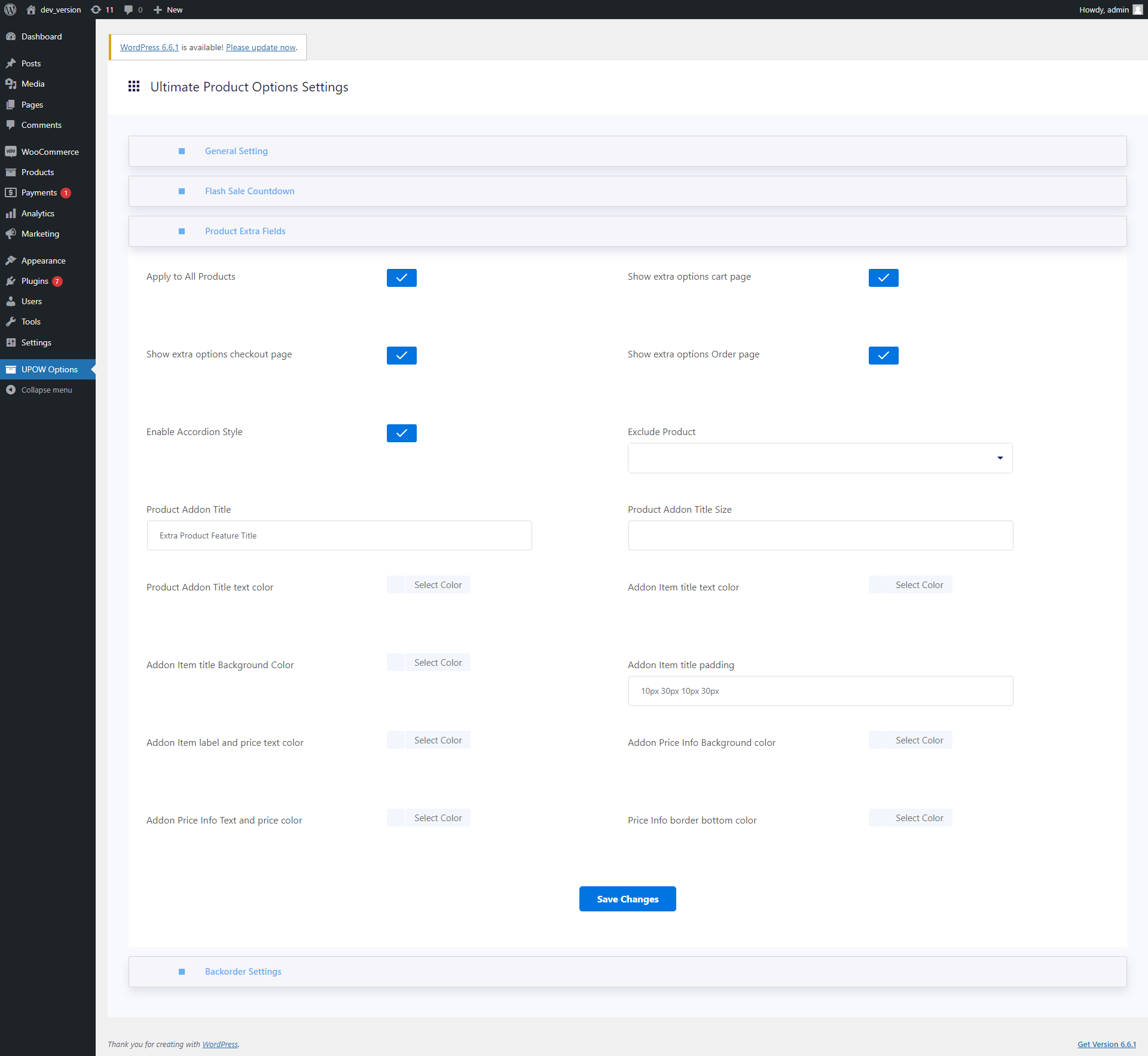 **Product extra fields addon screenshot-3:**