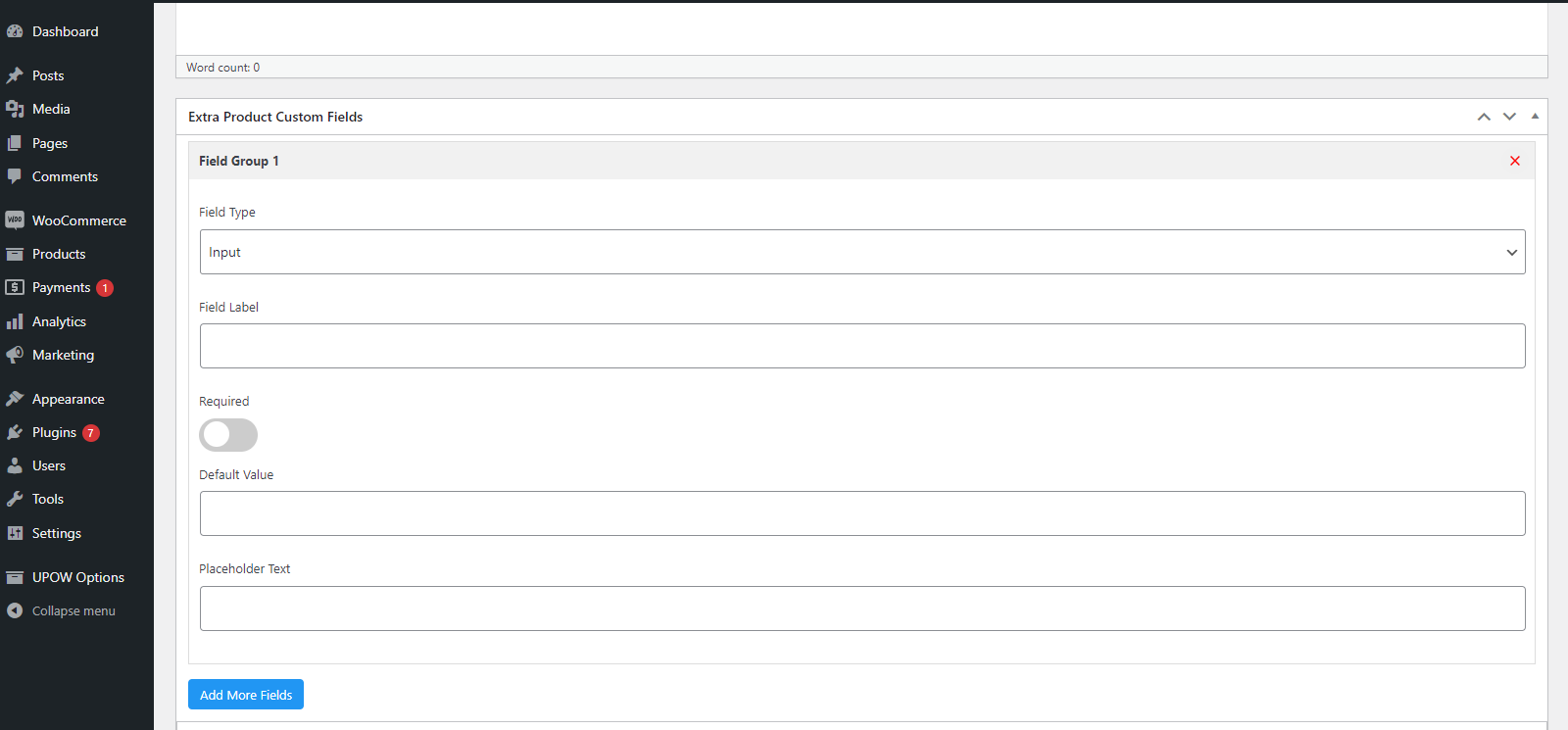 **Product extra fields addon screenshot-4:**