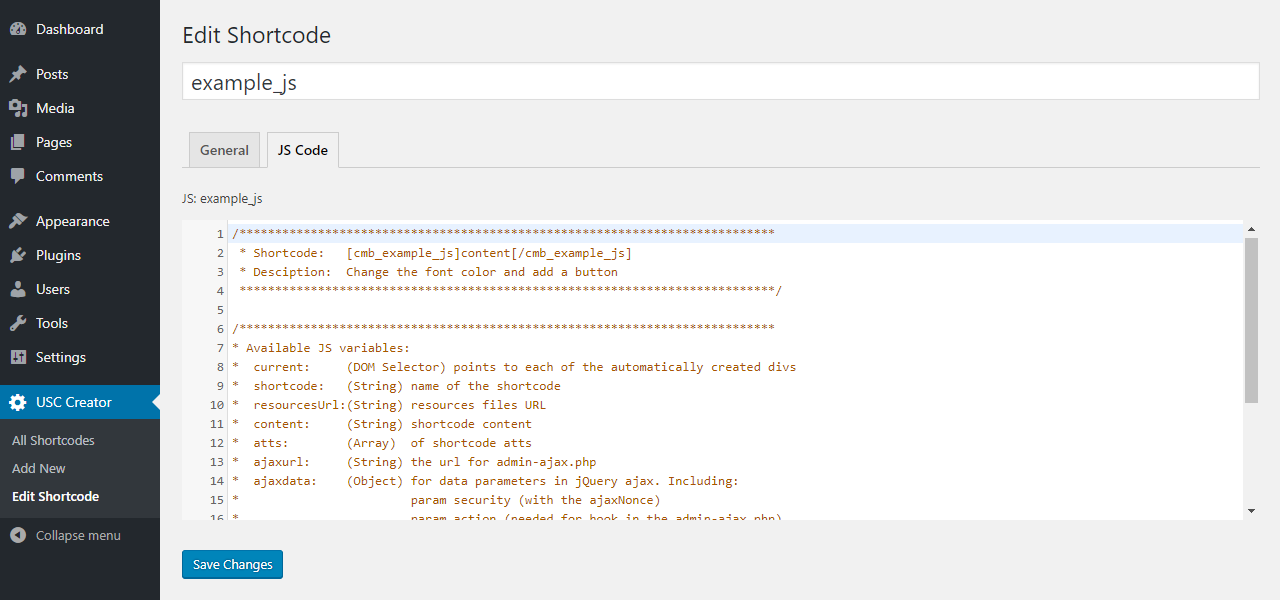 JS edition tab.