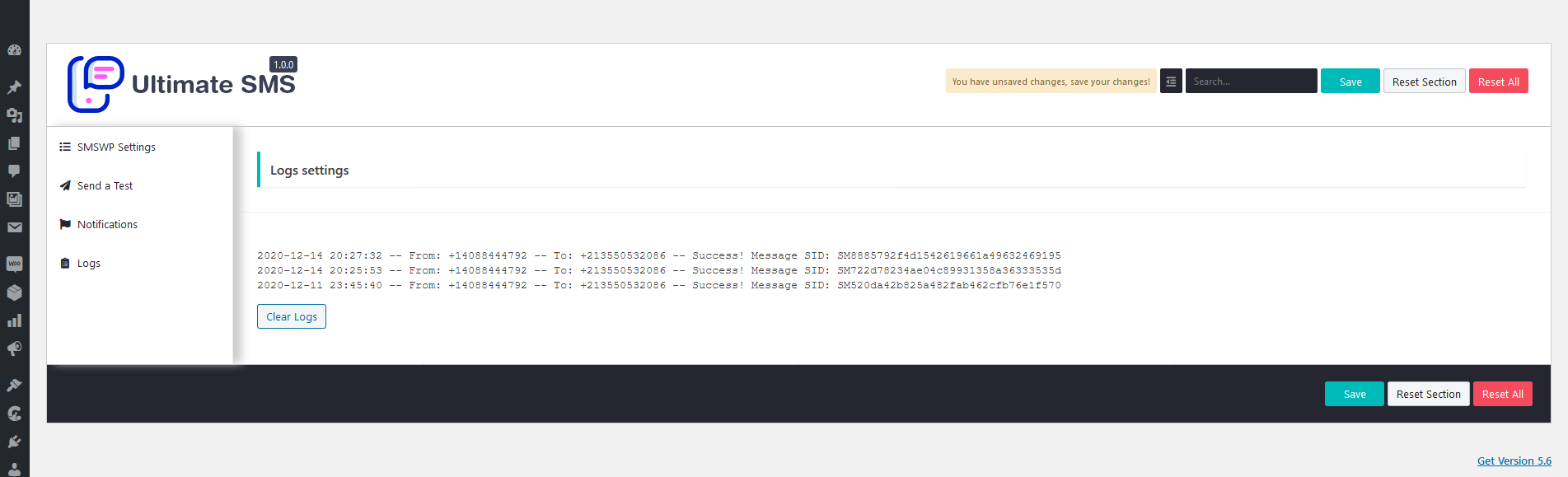 See the logs of your Twilio account (programmable Messaging)