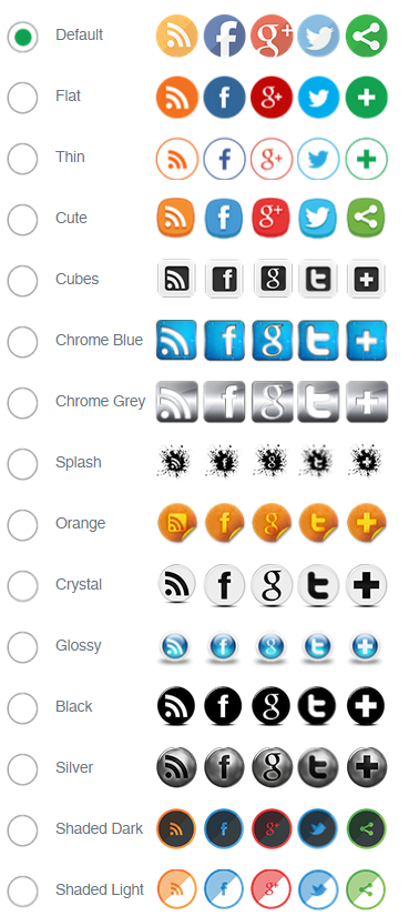 You can pick from a wide range of social share icon designs
