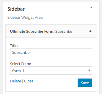 create and manage Ultimate Subscribe Form Widget.