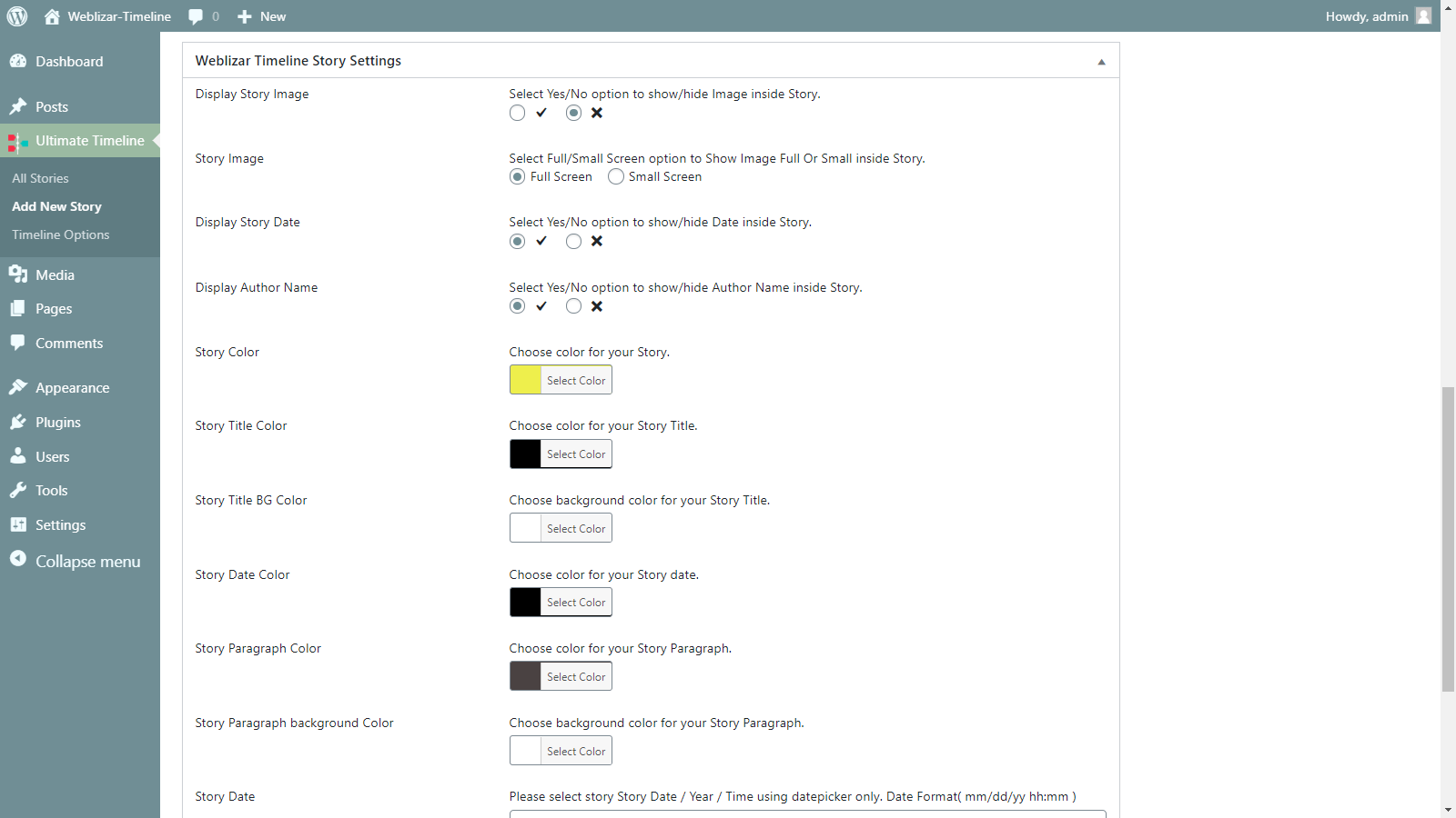 Ultimate Timeline general settings.