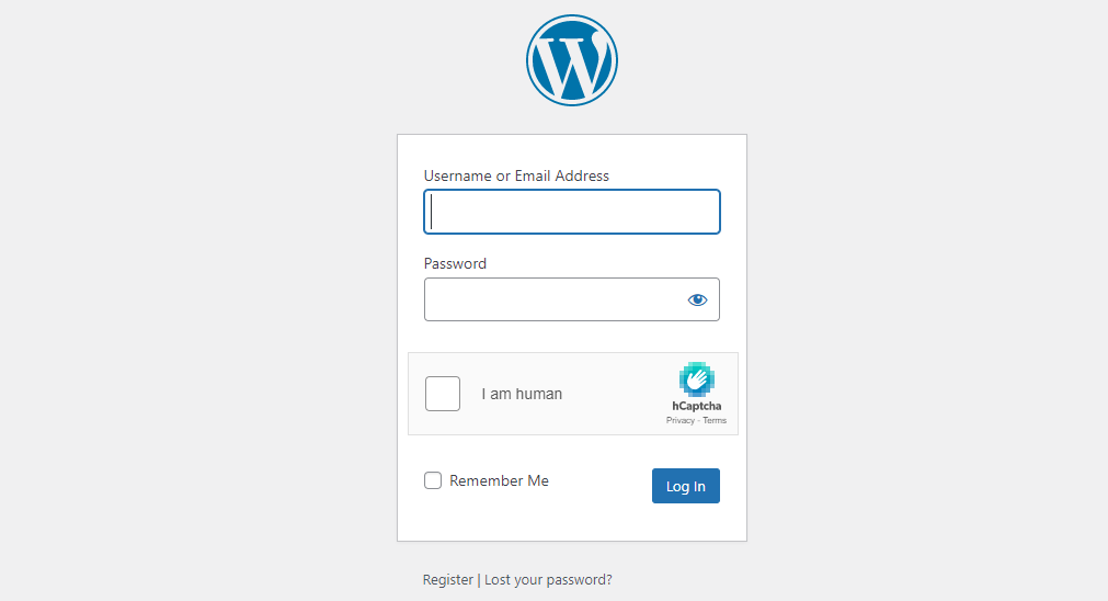 WordPress Login form with reCaptcha.