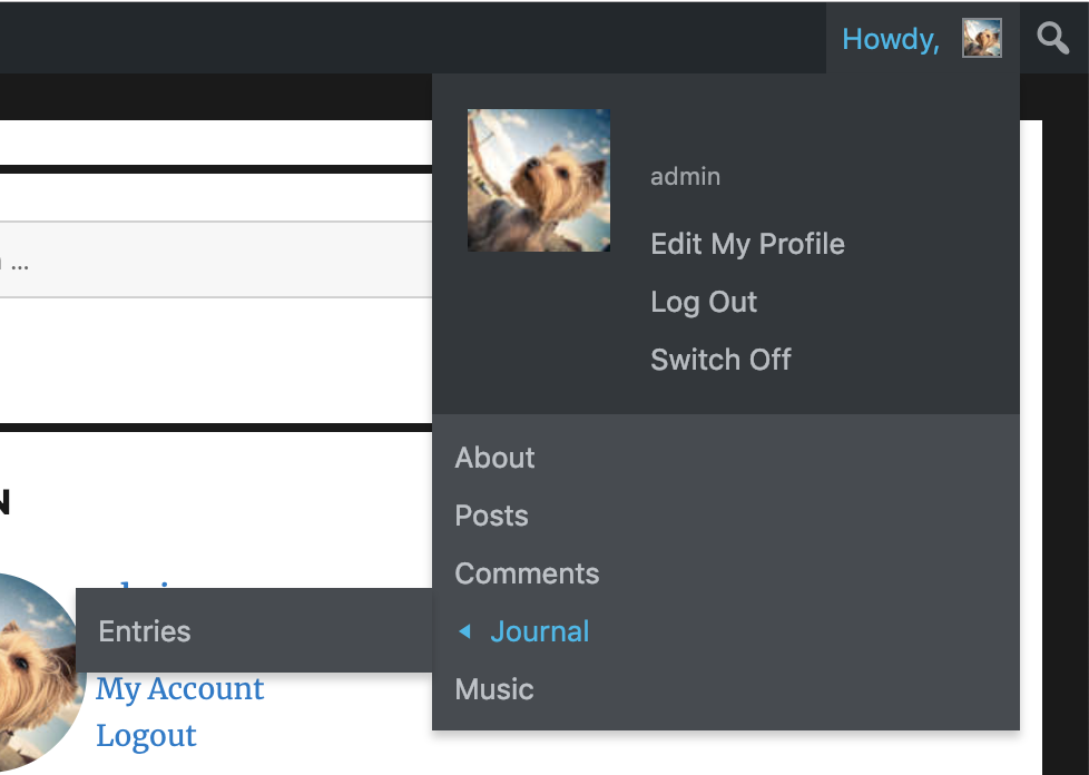 Profile Links in admin bar