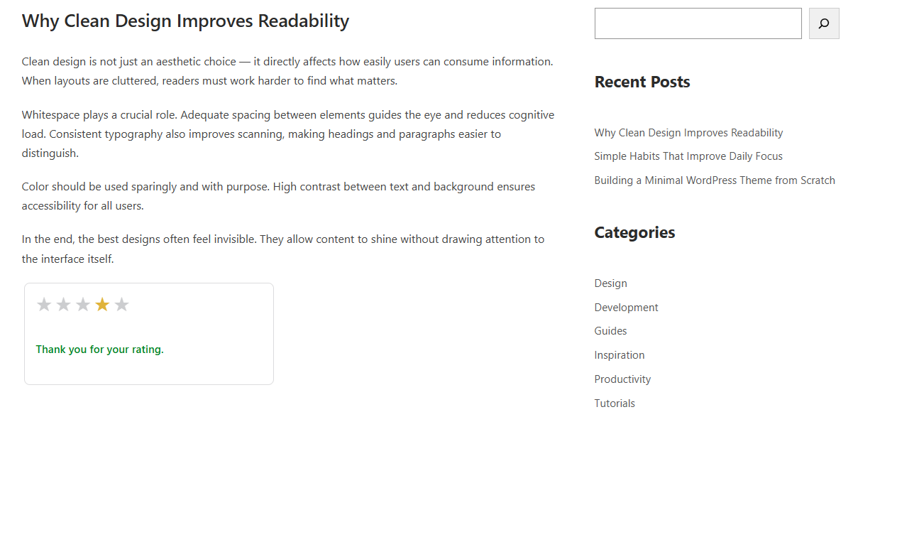 Rating submitted (Thank you message)