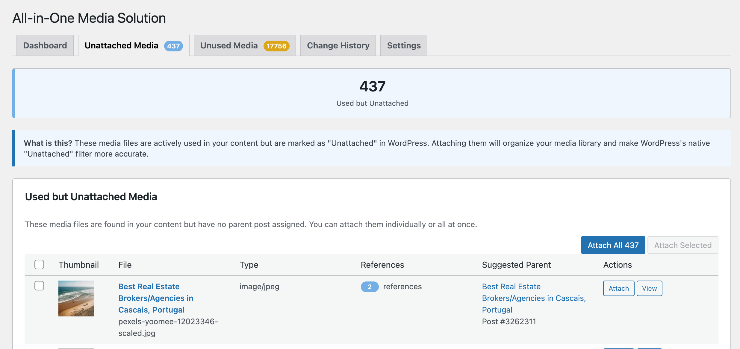 **Change History** - Complete audit trail of all changes made by the plugin, with options to revert.