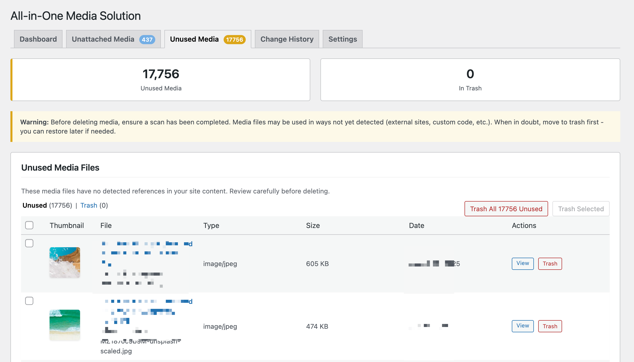 **Settings Page** - Configure server resource usage (Low, Auto, High) and background processing behavior.