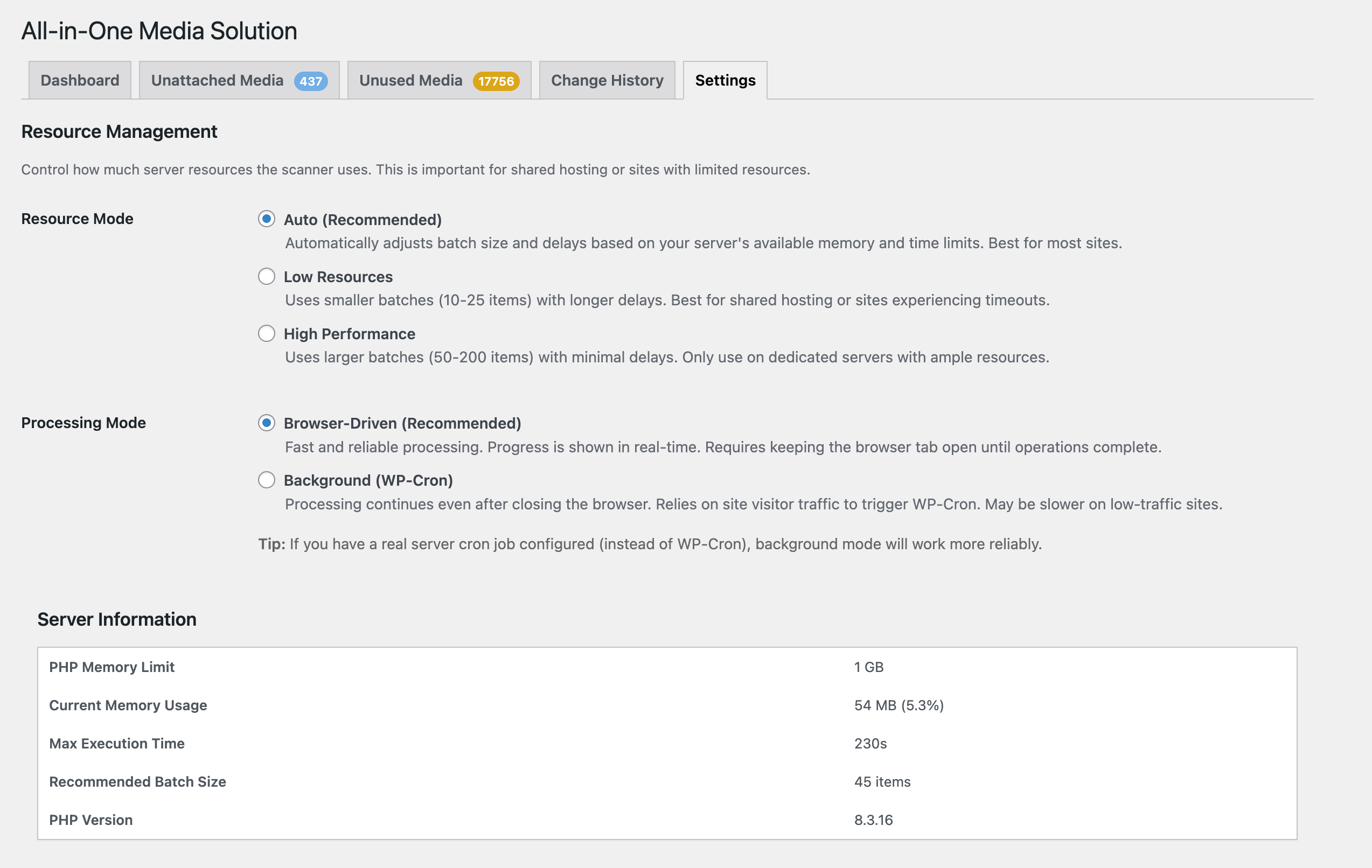 **Potentially Unused Media Details** - View specific media files identified as having no references before taking action.