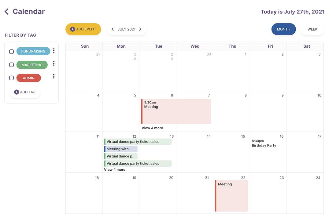 Nonprofit Marketing Calendar - View all your tasks and upcoming events in one place to maximize team efficiency.