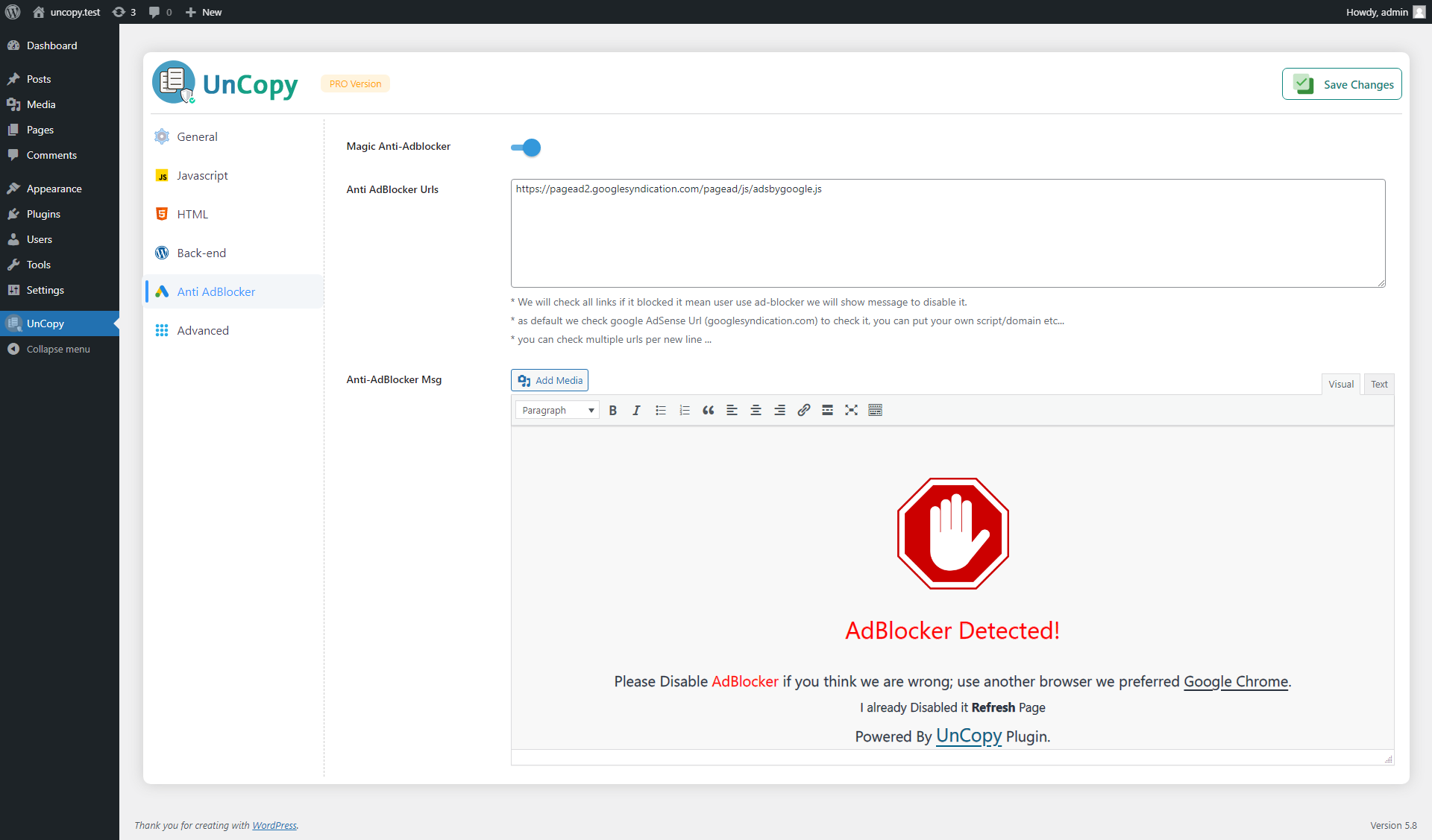 Anti-AdBlocker Customization (PRO)