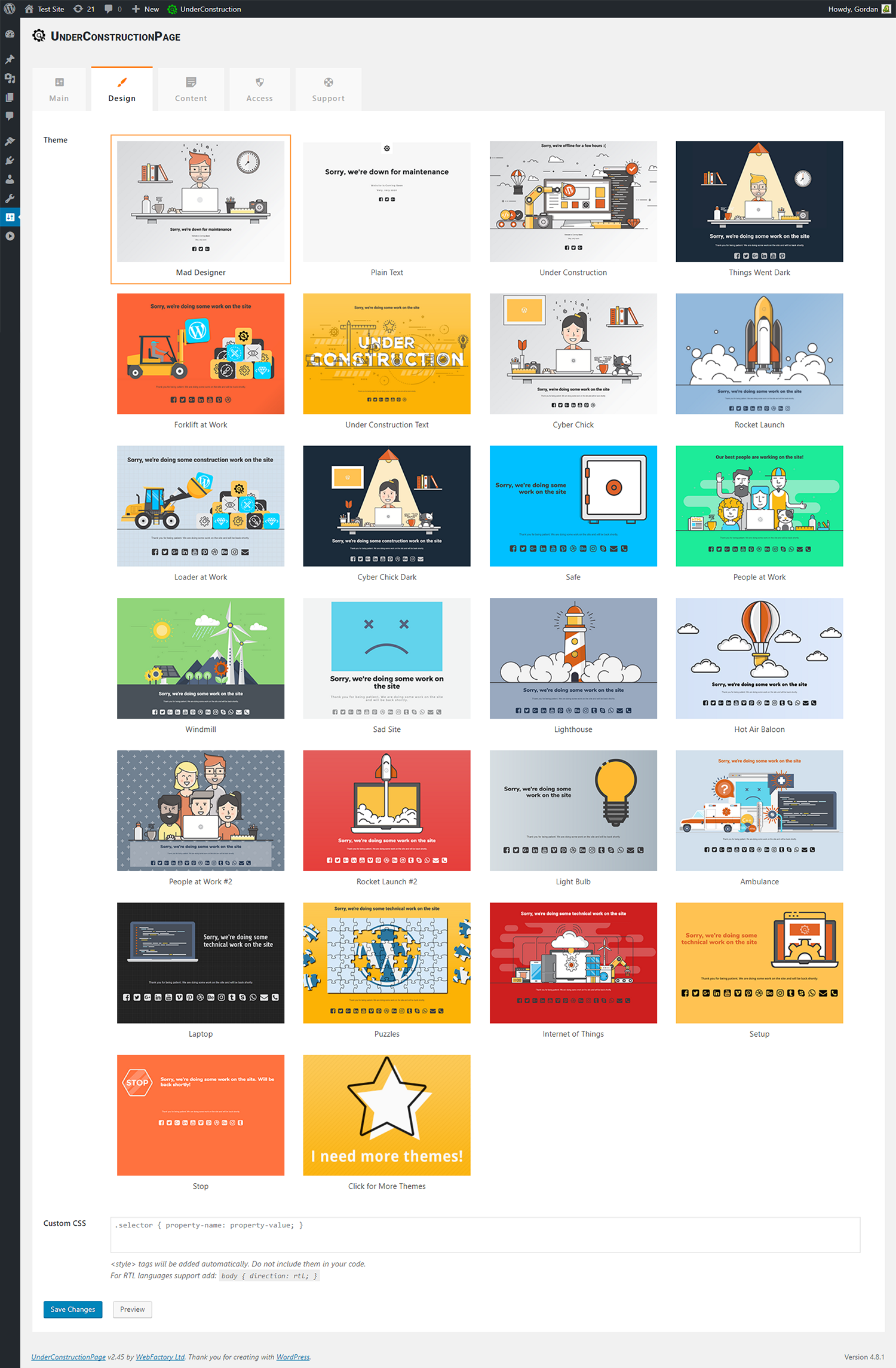 Temporarily Closed theme
