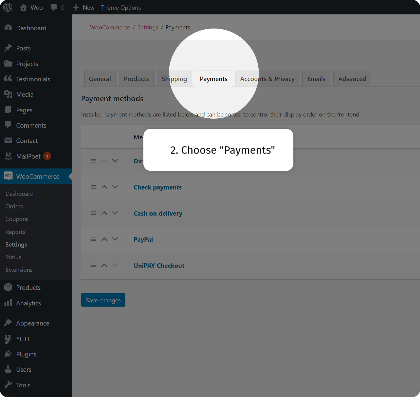 Choose payment method.