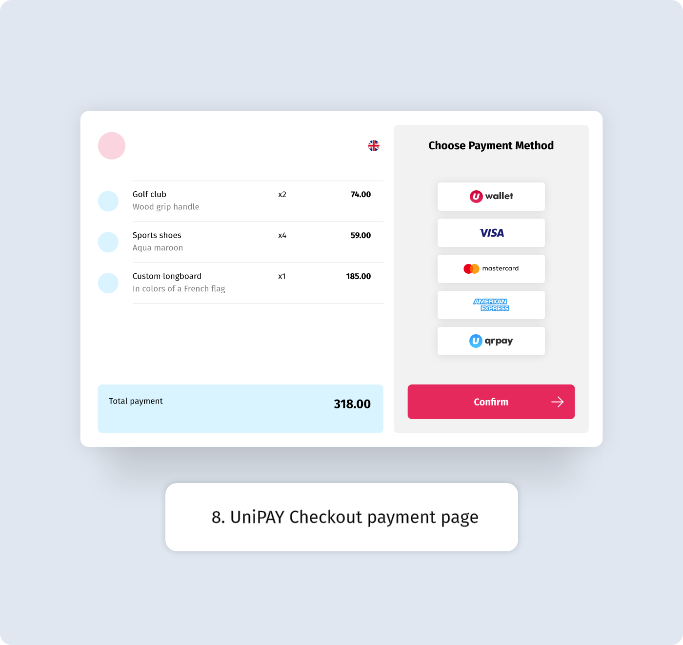 Choose UniPAY Checkout.