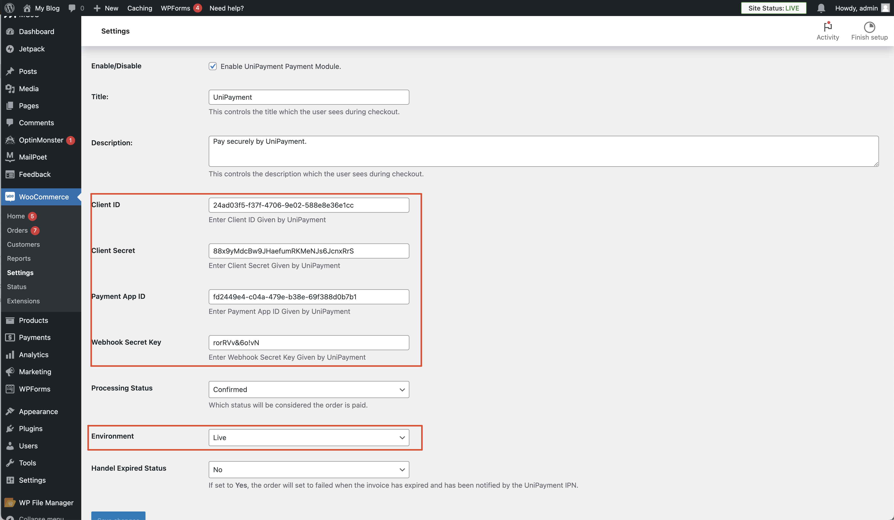 UniPayment hosted checkout - select payment method
