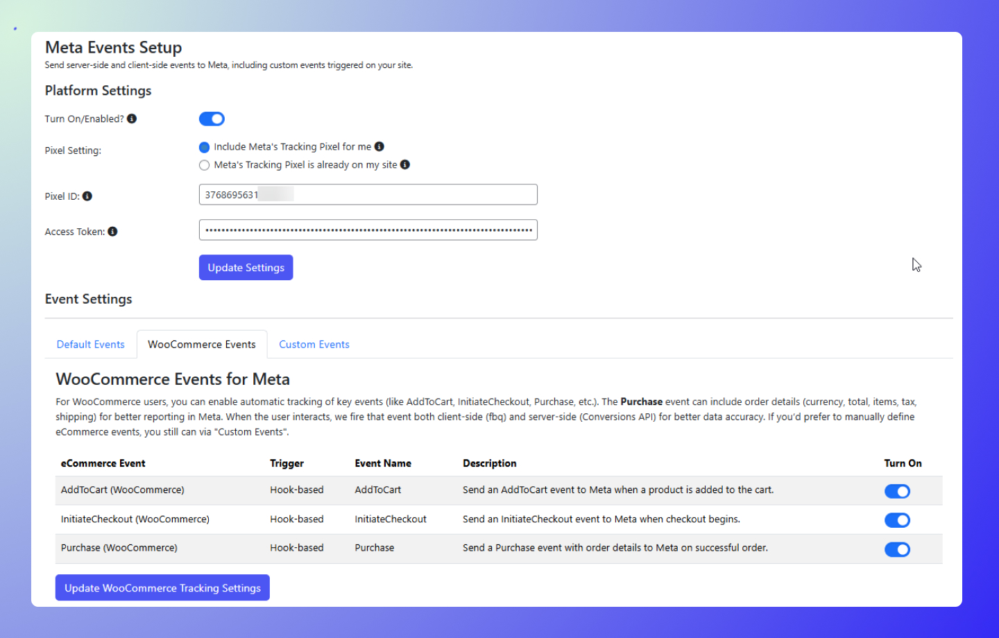 Meta Platform and Event Setup