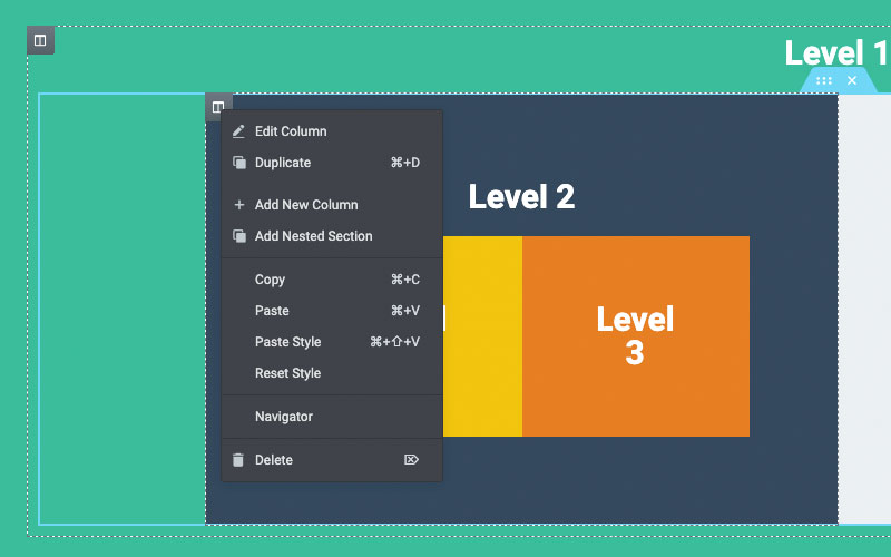 Option to add nesting section in the context menu