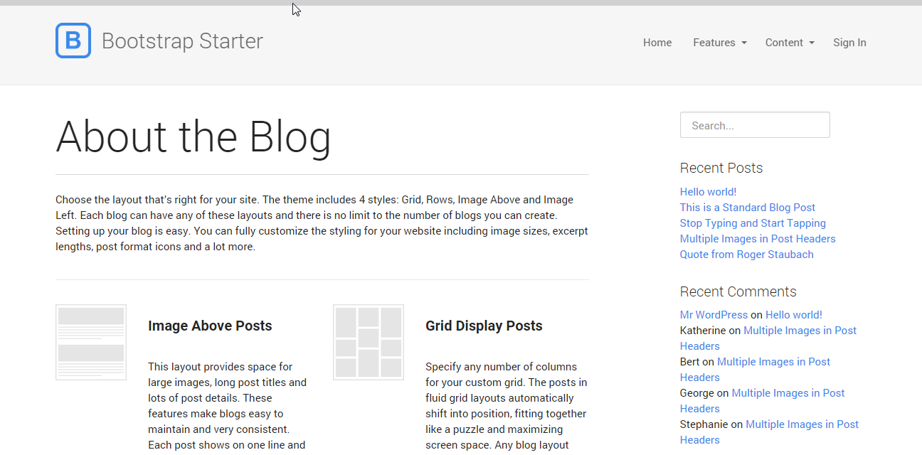 Hovering near the top of the page reveals a hint for a visual indication. Pausing on this will reveal the full admin bar.