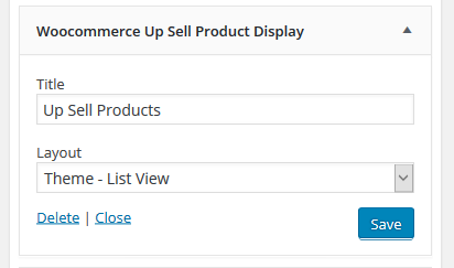 Admin Woocommerce Up Sells Product Display widget