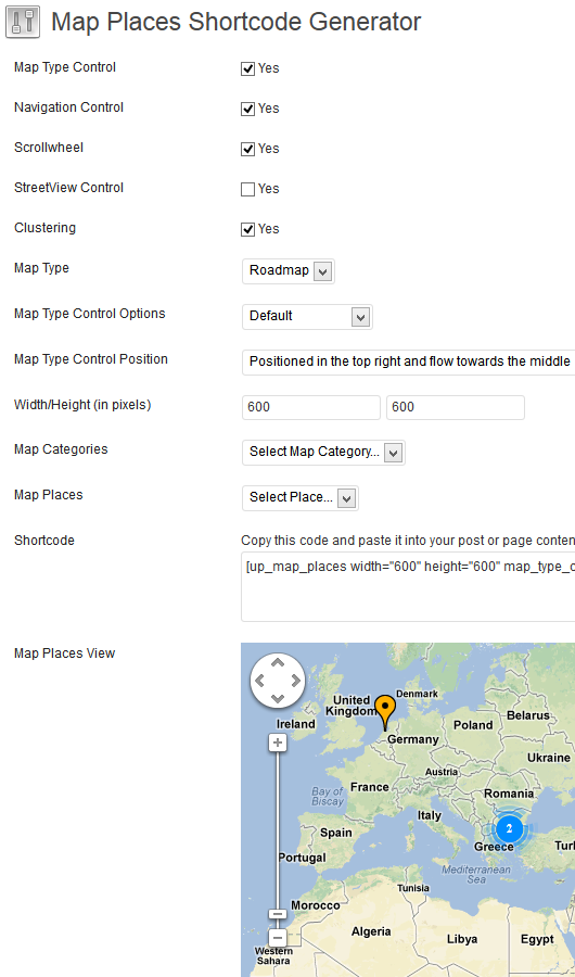 Map Places Shortcode Generator