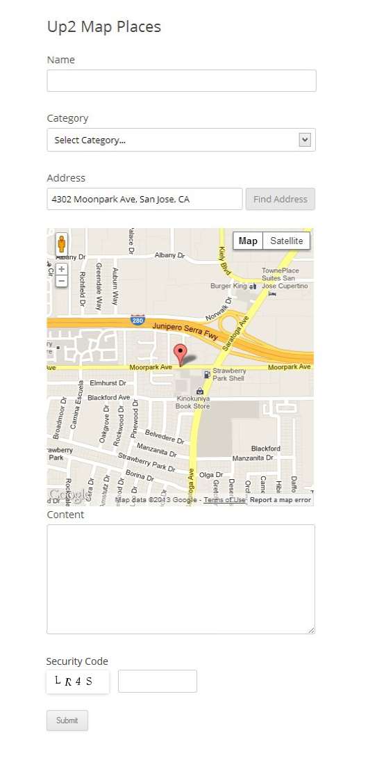 Submit Map Place Form on front-end
