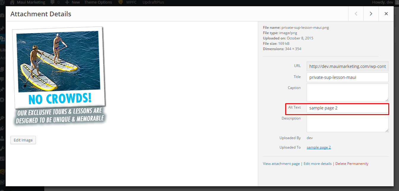 Image checkout : alt-text field in image detail updated