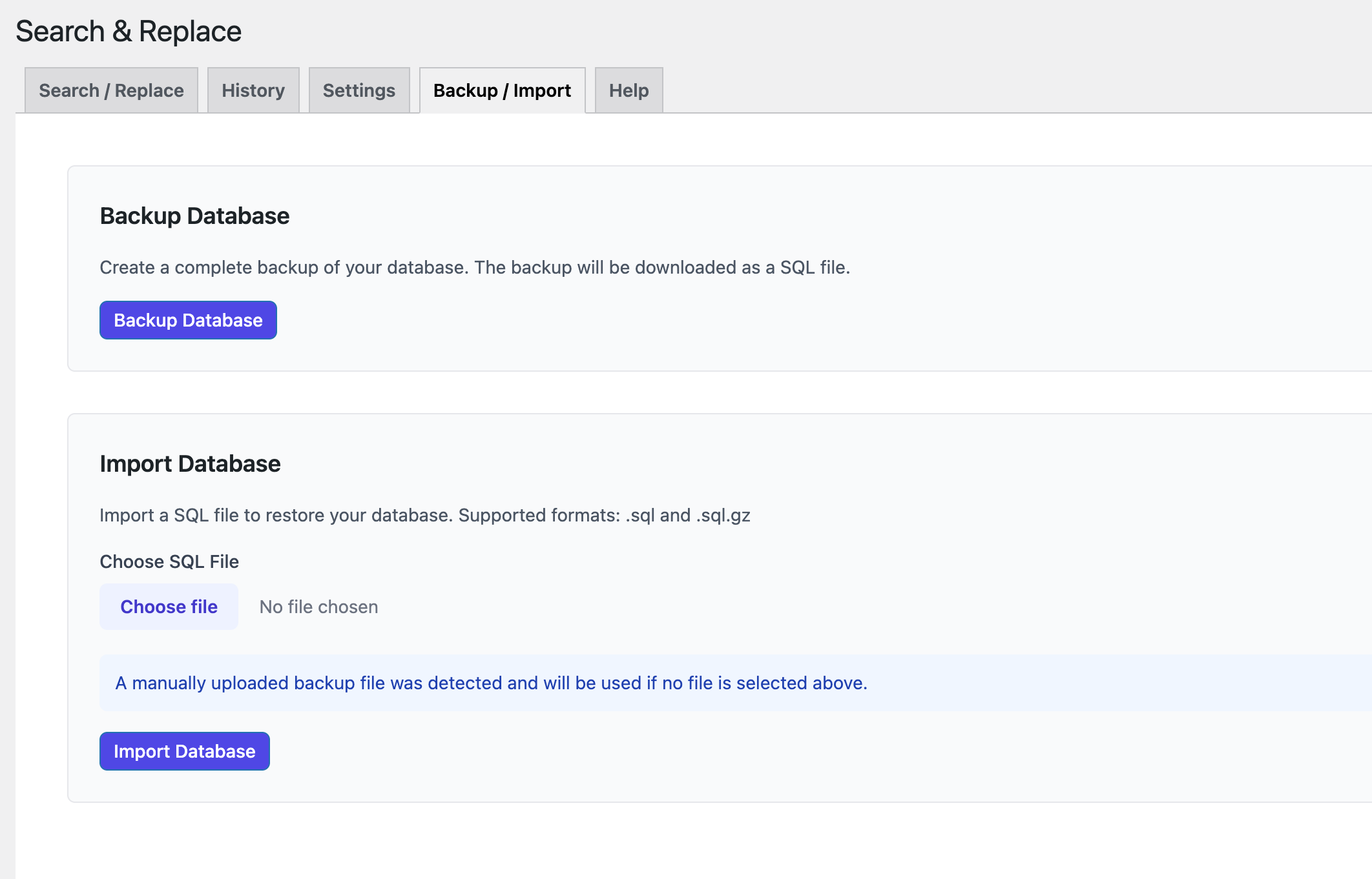 One-Click Database Backup/Import. **[PRO]**