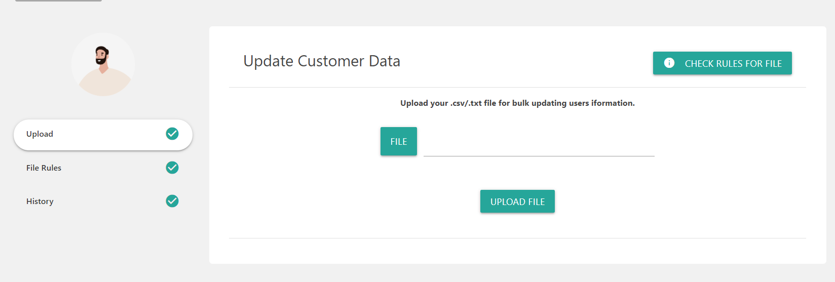 CSV/TXT File Uploadation Page