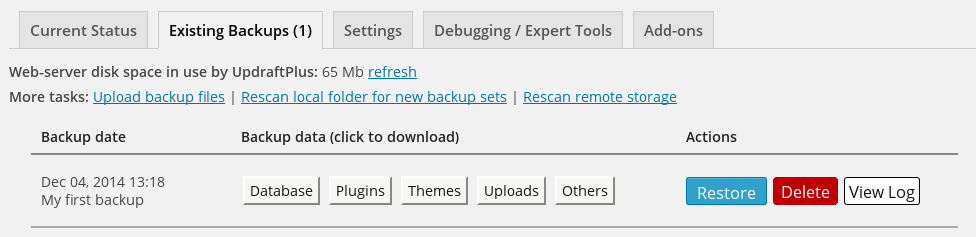 Restoring from a backup