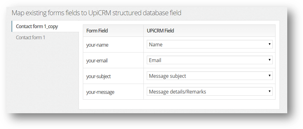 UpiCRM New Lead Settings