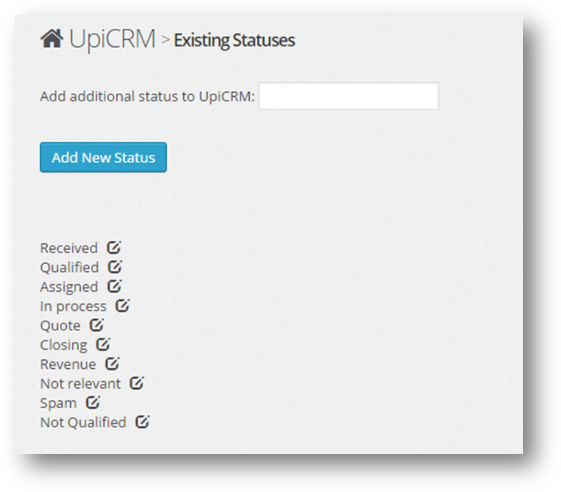 UpiCRM Main Table with export to excel option