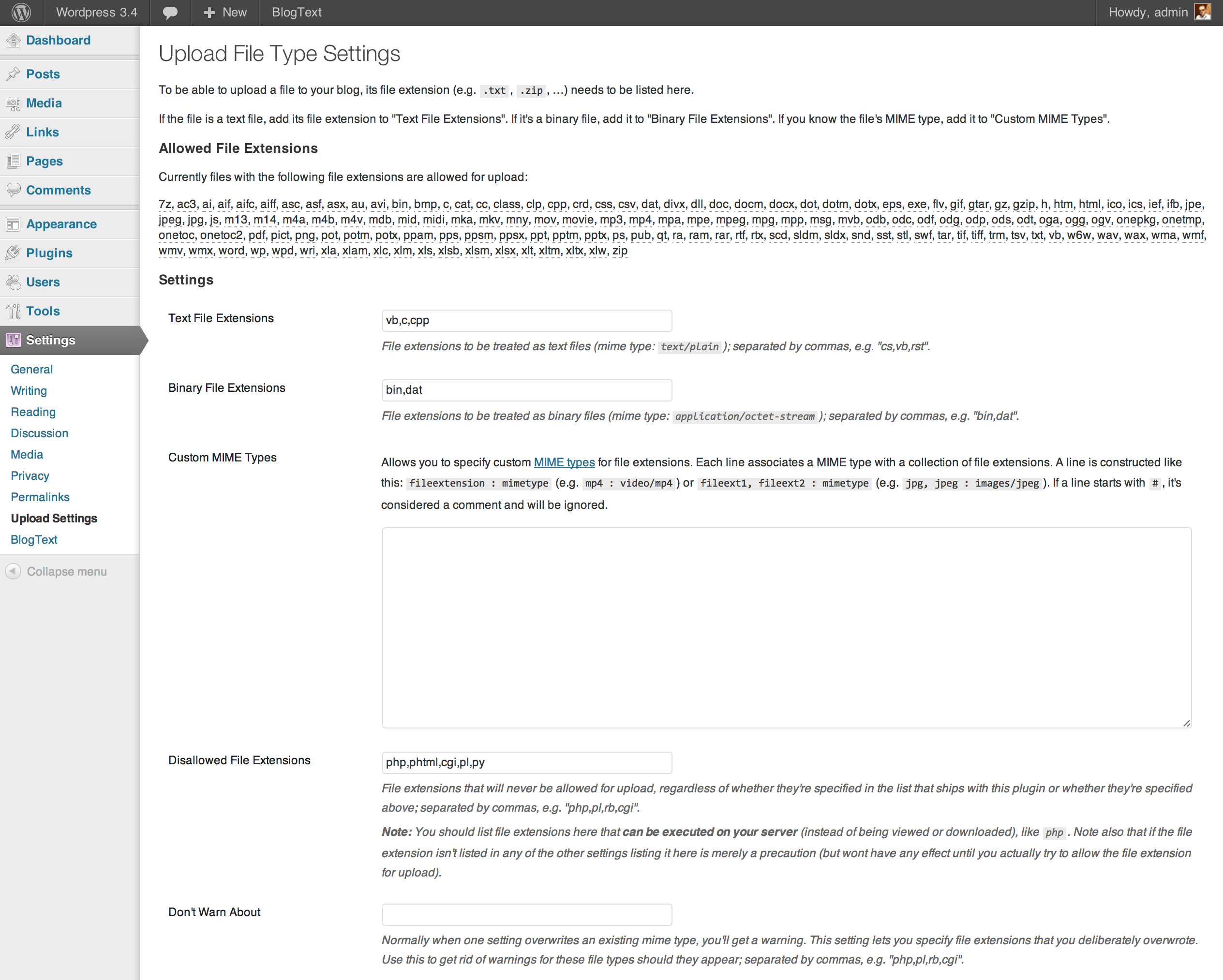 Settings Panel