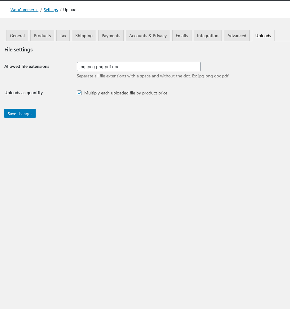Settings page.